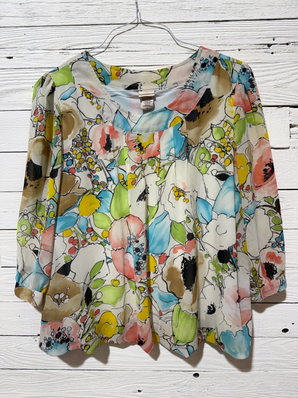 Covington Multicolor Floral Watercolor Blouse